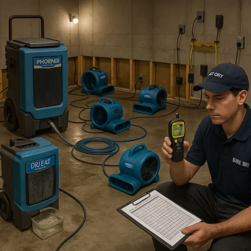 Structural Drying and Dehumidification process in Hemphill, TX